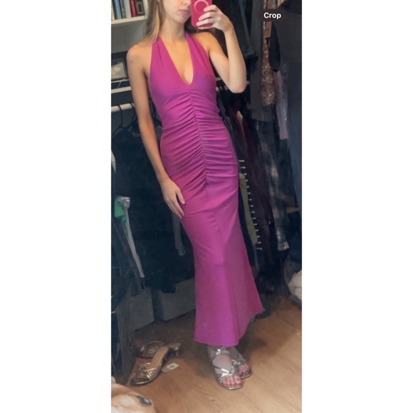 Zara Ruched Halter Dress Small Pink Blogger Fav - Picture 4 of 4